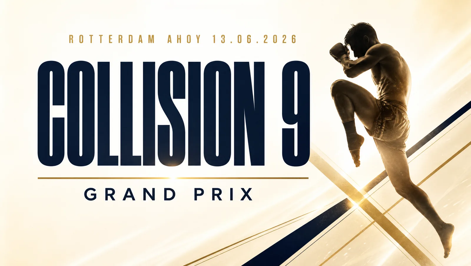 GLORY Collision 9 in Rotterdam — symbolisches Kickbox-Poster mit fliegendem Knie