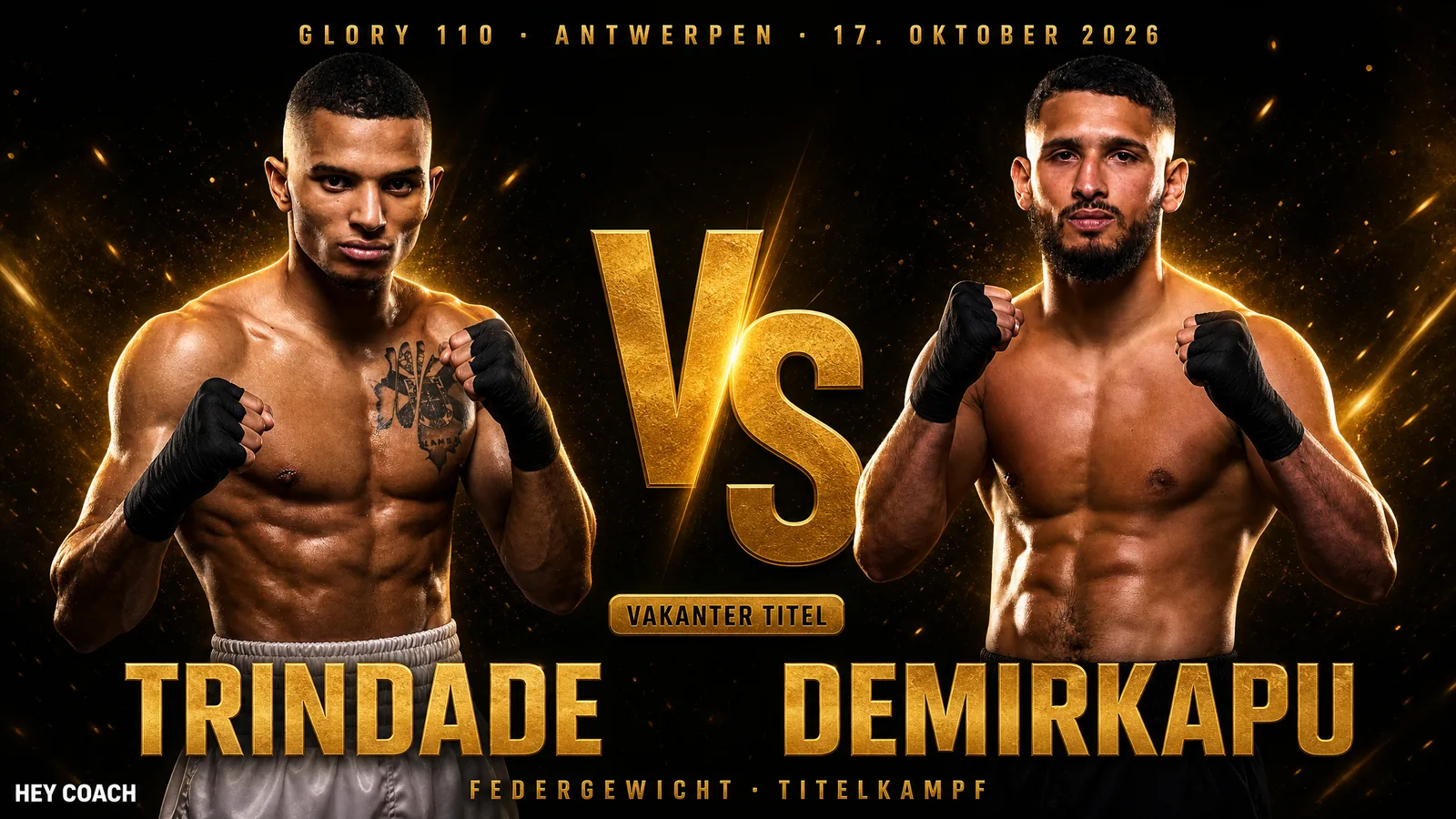 GLORY 110 Tale of the Tape: Miguel Trindade gegen Deniz Demirkapu im Federgewicht, Titelkampf in Antwerpen
