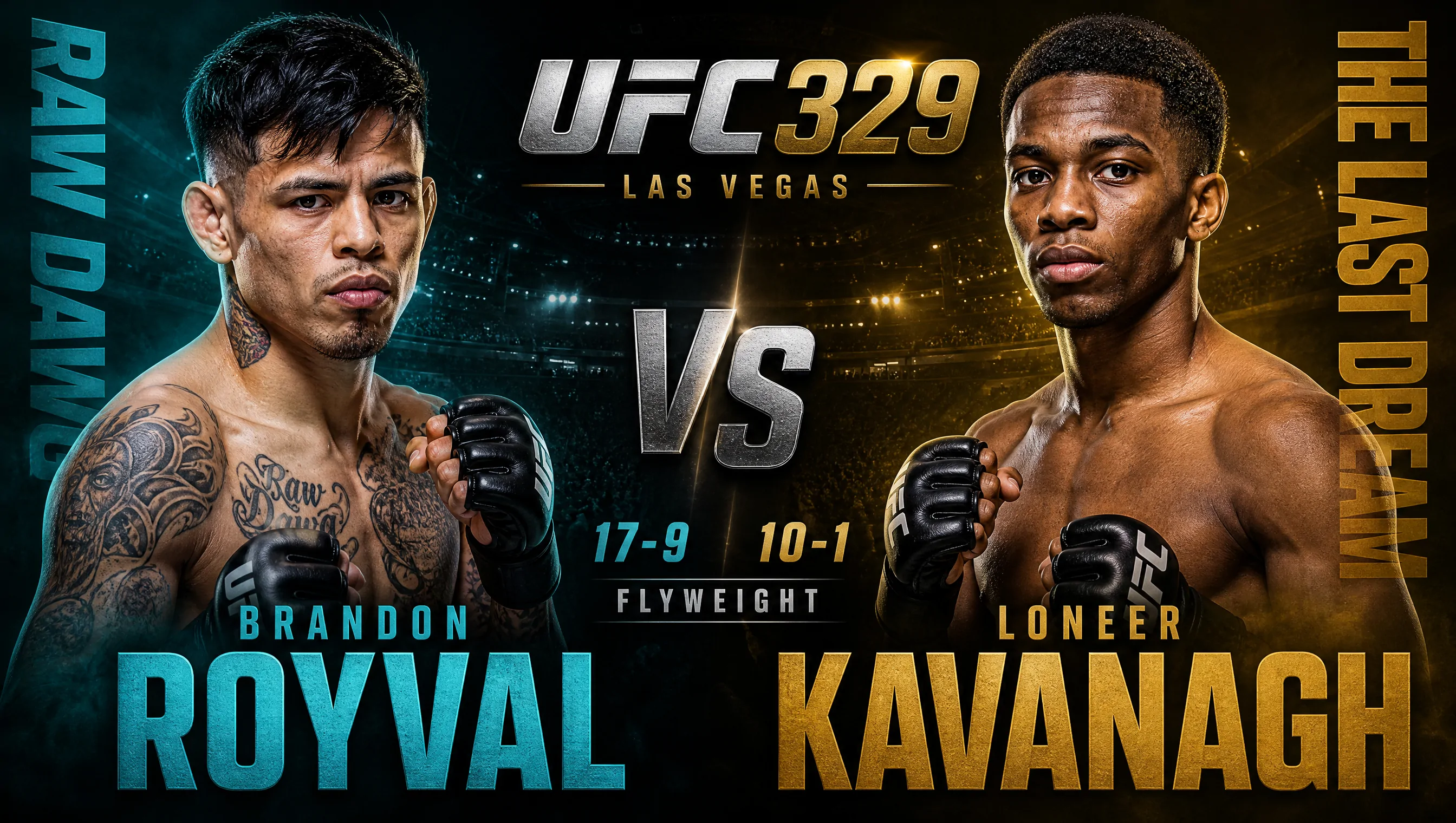 Matchup Brandon Royval gegen Lone'er Kavanagh im Fliegengewicht (stilisierte Darstellung)